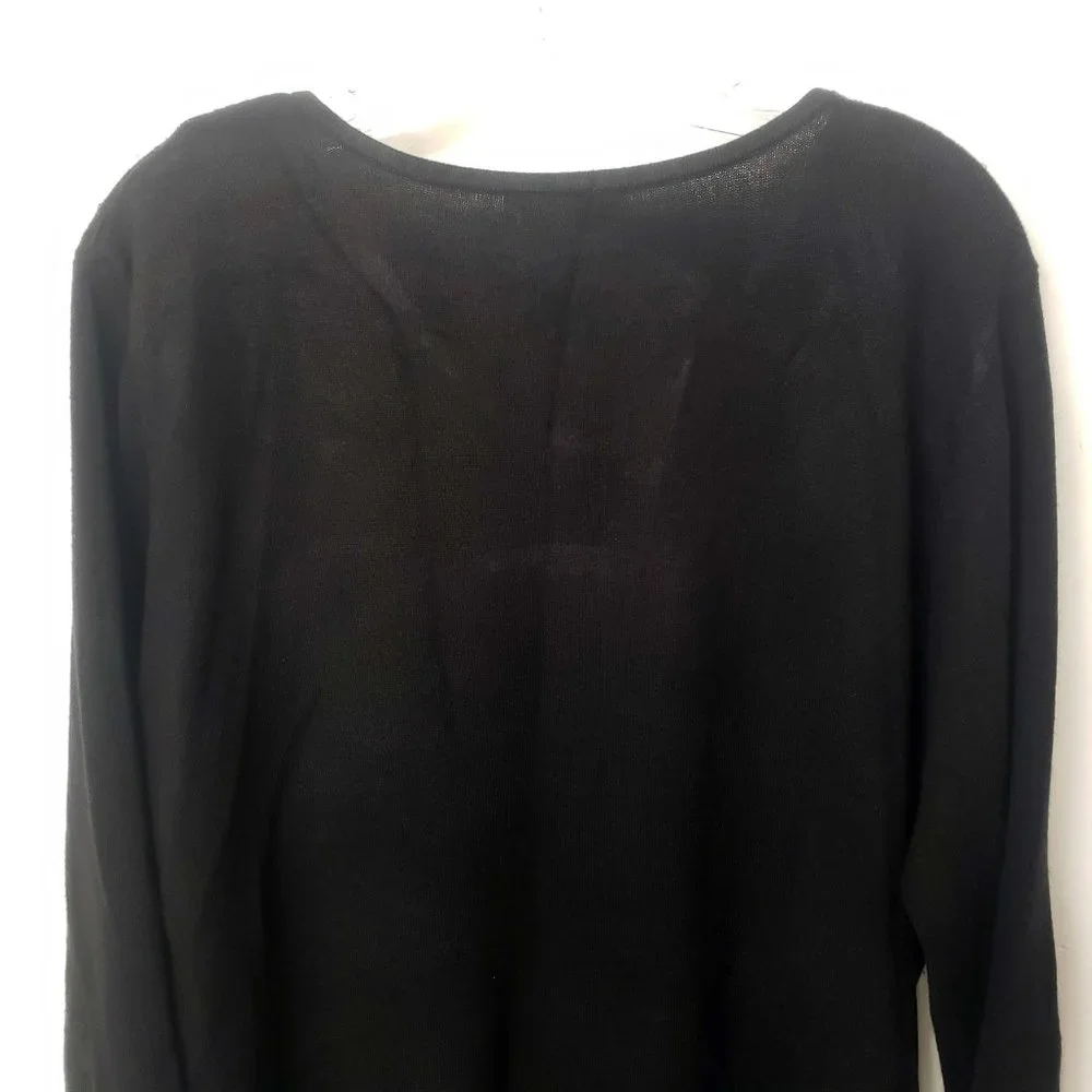 Designer Originals Women's Black Knit Scoop Neck Faux Diamond Top Sweater - Picture 7 of 11